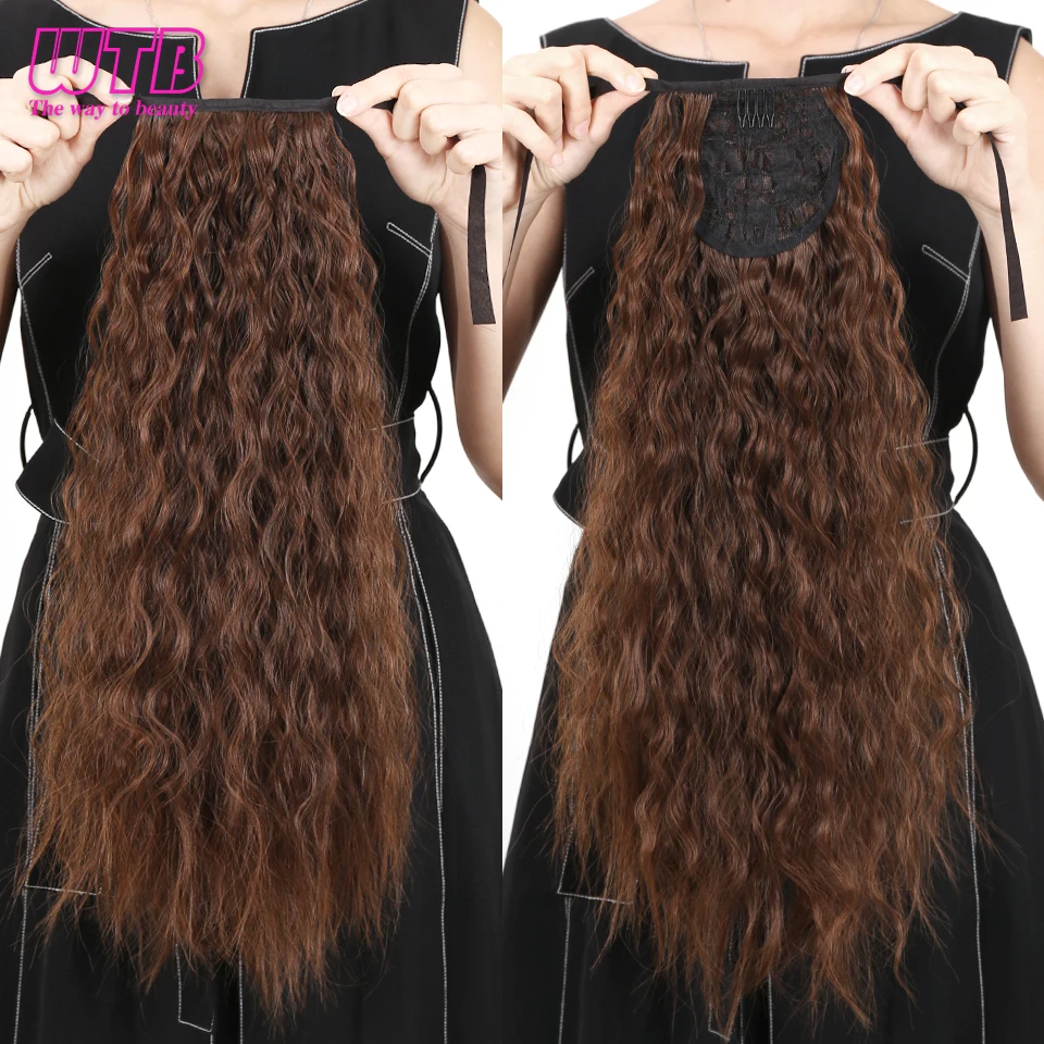 Top Trends: WTB Synthetic Long Curly Drawstring Ponytail For Women Black Brown Corn Curly Ponytail Extension Hairpiece Shoppable Styles - Image 2