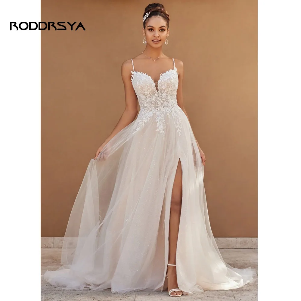 Top Trends: RODDRSYA Boho Elegant Wedding Dresses For Women 2023 Sweetheart A-line Tulle Lace Appliques Backless Split Vestidos De Novia Shoppable Styles