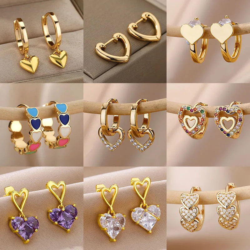 Top Trends: Hollow Zircon Heart Earrings For Women Stainless Steel Gold Plated Heart Shaped Earring Luxury Wedding Couple Jewelry Gift 2023 Shoppable Styles