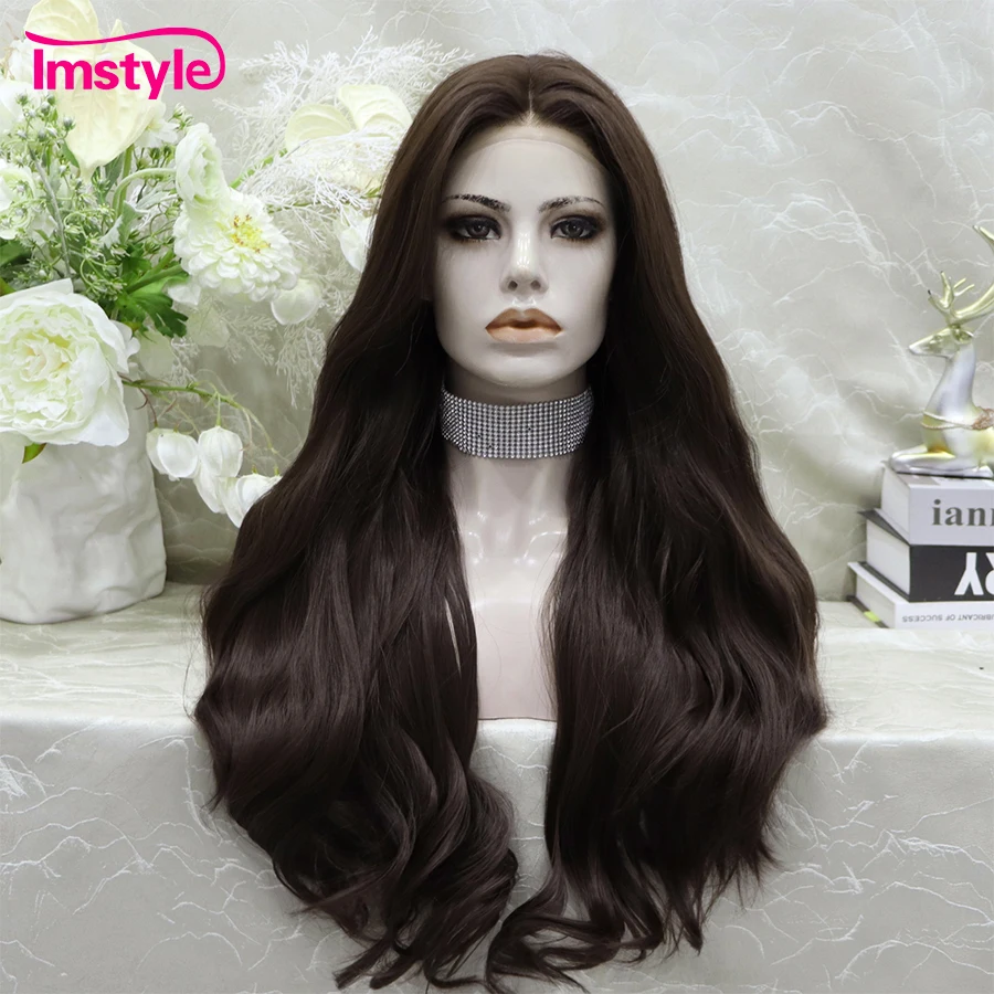 Top Trends: Imstyle Synthetic Lace Front Wig Brown Wigs Long Hair Wavy Wig For Women Heat Resistant Lace Front Wig Daily Cosplay Wig Shoppable Styles