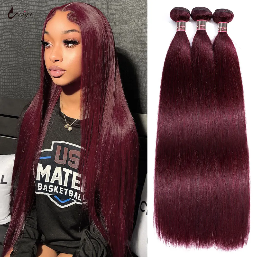 Top Trends: Uwigs Colored Burgundy Red 30 Inch Bundles Human Hair Bundles Brazilian Hair Extension 99J Silk Bundles Remy Weaves Bundles Hair Shoppable Styles