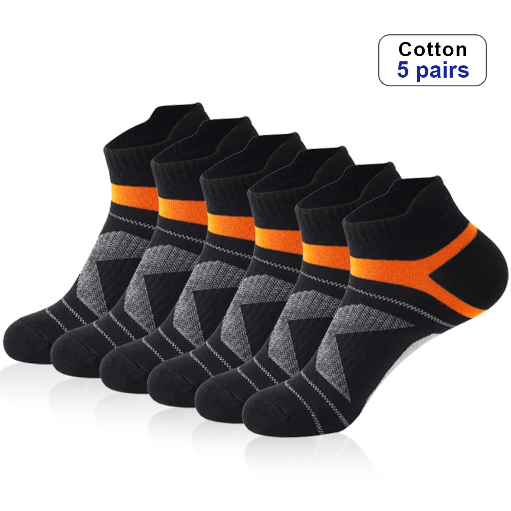 Top Trends: 5 Pairs High Quality Socks Men Summer Outdoor Casual Cotton Socks Short Breathable Black Ankle Socks Run Sports Socks Size 38-45 Shoppable Styles