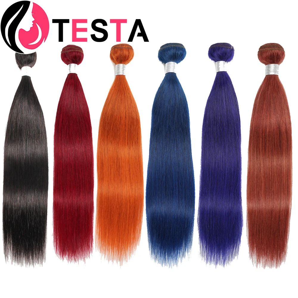 Top Trends: Straight Bundles Human Hair #350 Orange Ginger Purple Blue 99j Colored Indian Remy Hair Extension Double Weaving 10-30 Inches Shoppable Styles