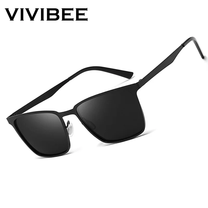 Top Trends: VIVIBEE Classic Rectangle Polarized Sunglasses Men Matte Black UV400 Fashion Square Sun Glasses Spring Hinge Driving Shades Shoppable Styles