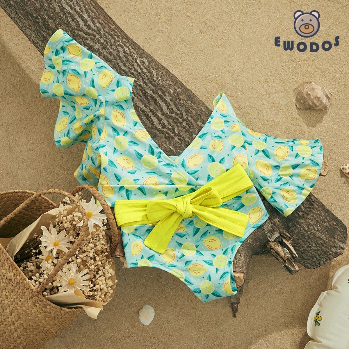 Top Trends: EWODOS 1-6 Years Toddler Baby Girl 2PCS Ruffles Sleeve Swimwear Bikini Sets Summer Floral / Striped Print Swimsuit Kids Bikini Set Shoppable Styles