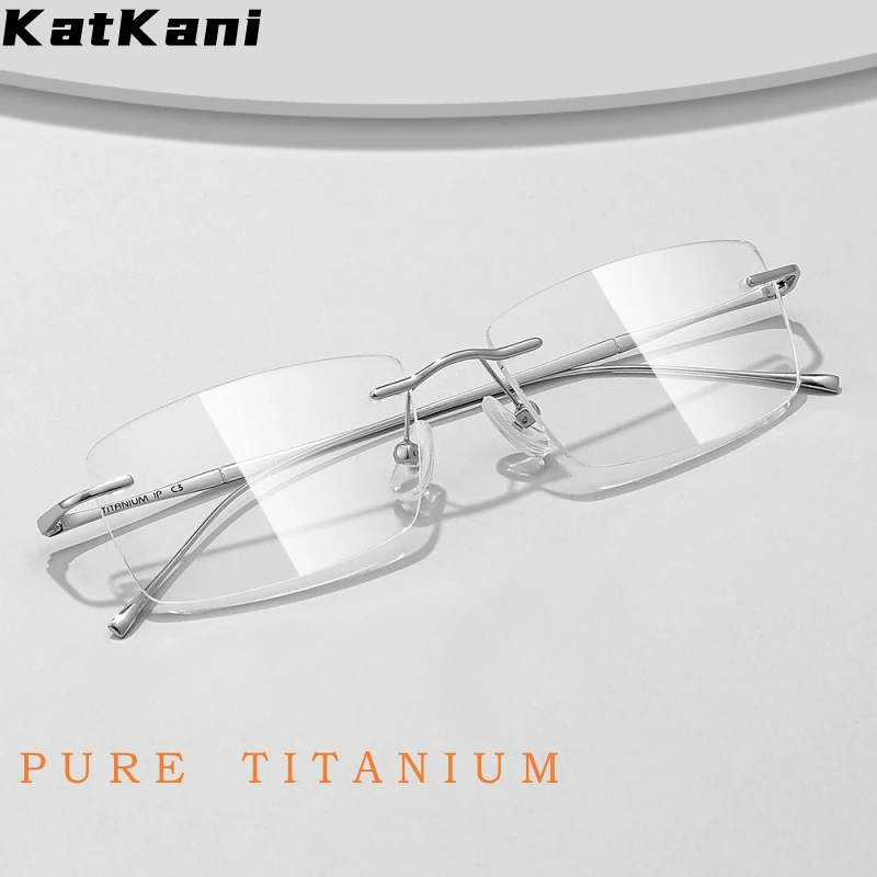 Top Trends: KatKani New Ultra-light Fashion Luxury Eyewear Women Comfortable Flexible Frameless Pure Titanium Retro Rimless Glasses Men 632 Shoppable Styles