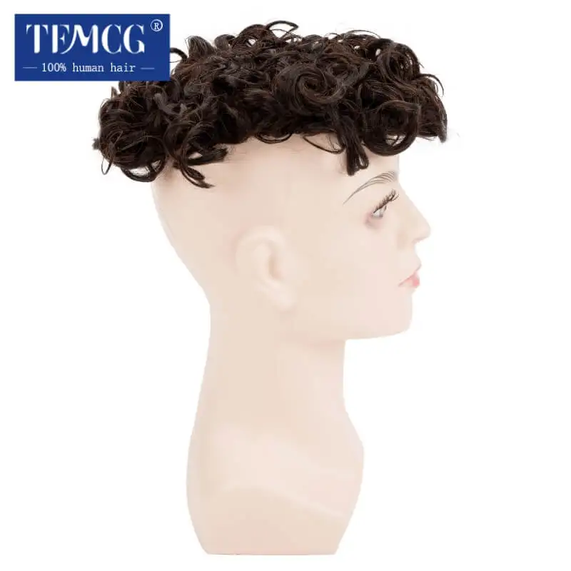 Top Trends: 25mm Curly Hairpiece Fine Mono Male Hair Prosthesis Men Toupee 100% Indian Human Hair  7" Male Wig Exhuast Systems Men Wig Shoppable Styles - Image 6