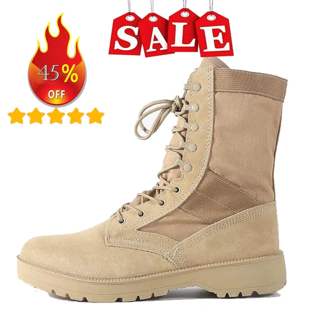 Top Trends: Genuine Leather Men Military Tactical Desert Boots Outdoor Combat Lightweight Non-Slip Hiking Shoes High-Top Botas Work Shoes Shoppable Styles