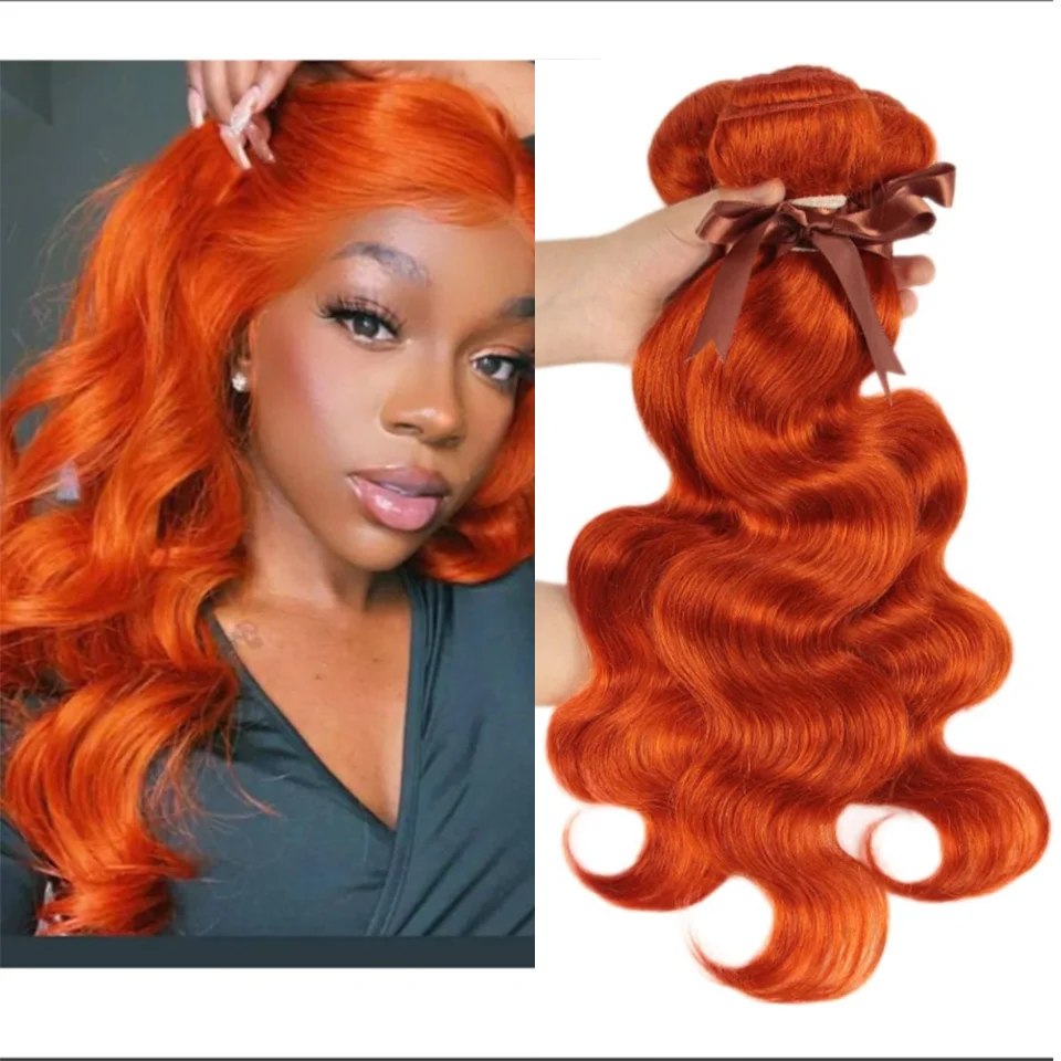 Top Trends: Orange Body Wave Bundles Hair Weave Brazilian Human Hair Bundles 8-28 Ince Remy Hair Wholesale Vendors 100% Human Hair Extension Shoppable Styles