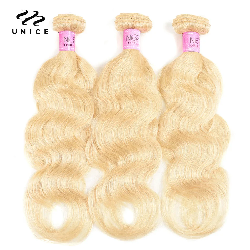 Top Trends: Unice Hair Malaysian Remy Human Hair Bundles 1 / 3 / 4 PCS 613 Color Body Wave Hair Weft 16-24 Inch Hair Extensions Shoppable Styles