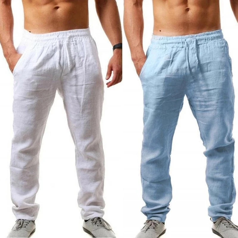 Top Trends: 2022 Men&#039;s Cotton Linen Pants Male Autumn New Breathable Solid Color Linen Trousers Fitness Streetwear S-3XL Jogging Pants Shoppable Styles