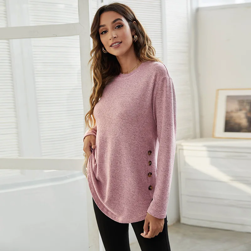 Top Trends: Maternity Clothes Long Sleeve Blouse T-Shirts Tees Spring Autumn New Casual Female Women Solid O-Neck Blouse Shirts Pullover Top Shoppable Styles - Image 2