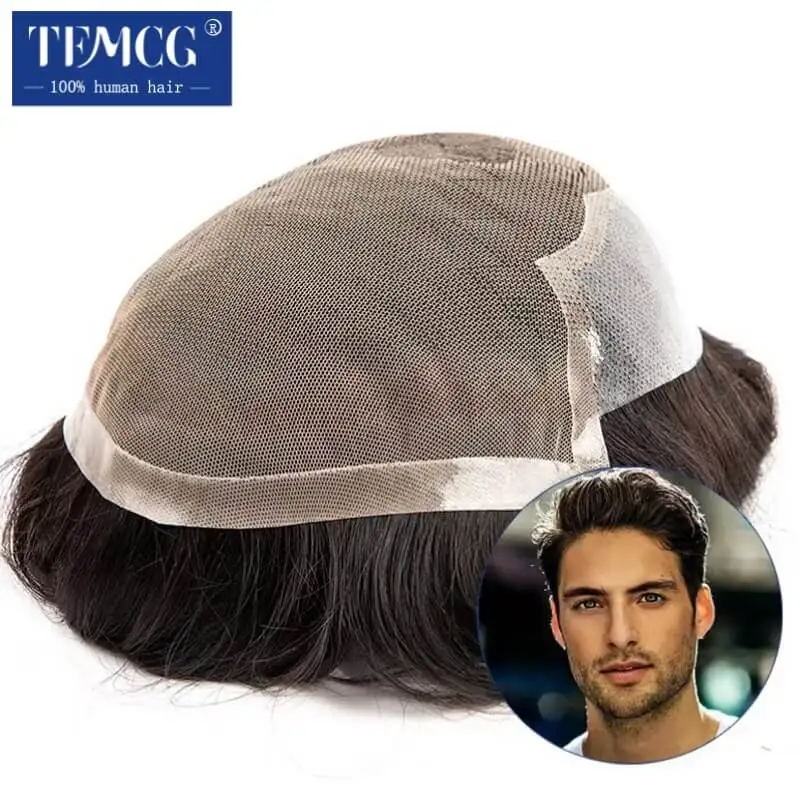 Top Trends: Q6 Toupee For Men Lace &amp; PU Base Male Hair Prosthesis 6&quot; 100% Human Hair Replacement System Toupee Wig For Men Shoppable Styles