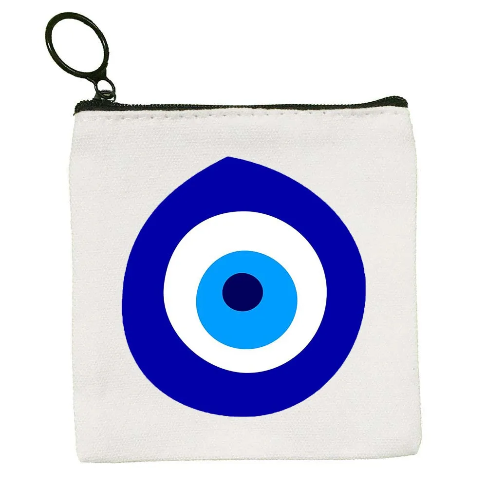 Top Trends: Lucky Beautiful Eyes Blue Evil Eye Love Print Coin Purse Zipper Wallet Canvas Key Bag Small Money Pocket Cute Kids Wallet Gift Shoppable Styles