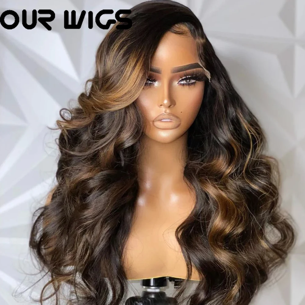 Top Trends: Highlight Body Wave Lace Front Wigs For Woman Glueless Wigs Synthetic Lace Frontal Wig Ombre Blonde Body Wave Lace Frontal Wigs Shoppable Styles