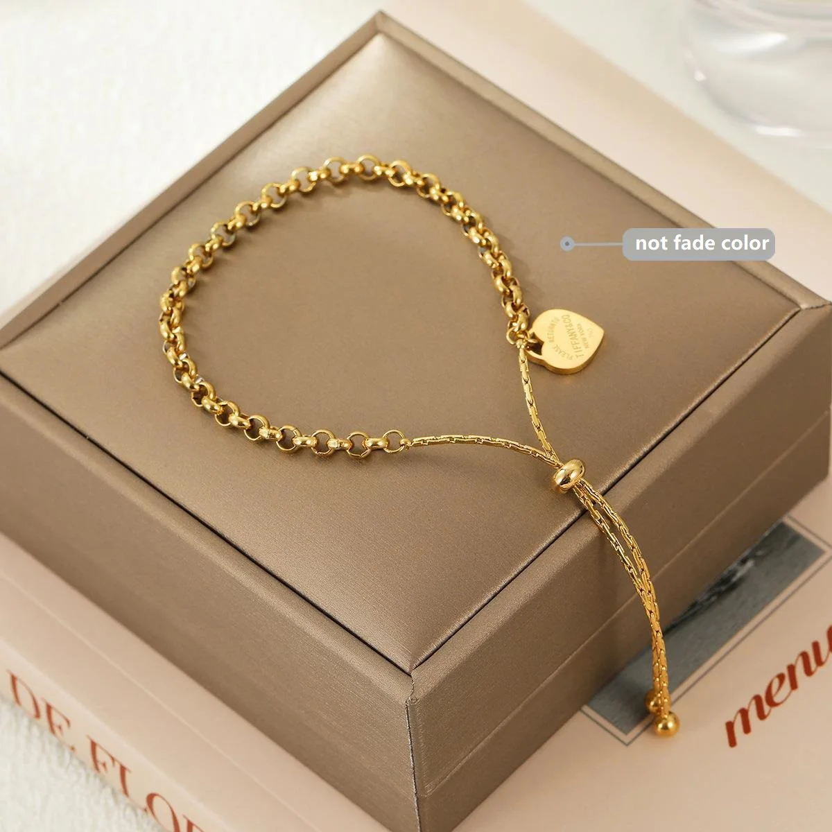 Top Trends: 316L Stainless Steel Bracelet Heart Bracelet Pull Titanium Steel Bangle Ball Chain Bracelet Anklet Adjustable Bracelets Shoppable Styles