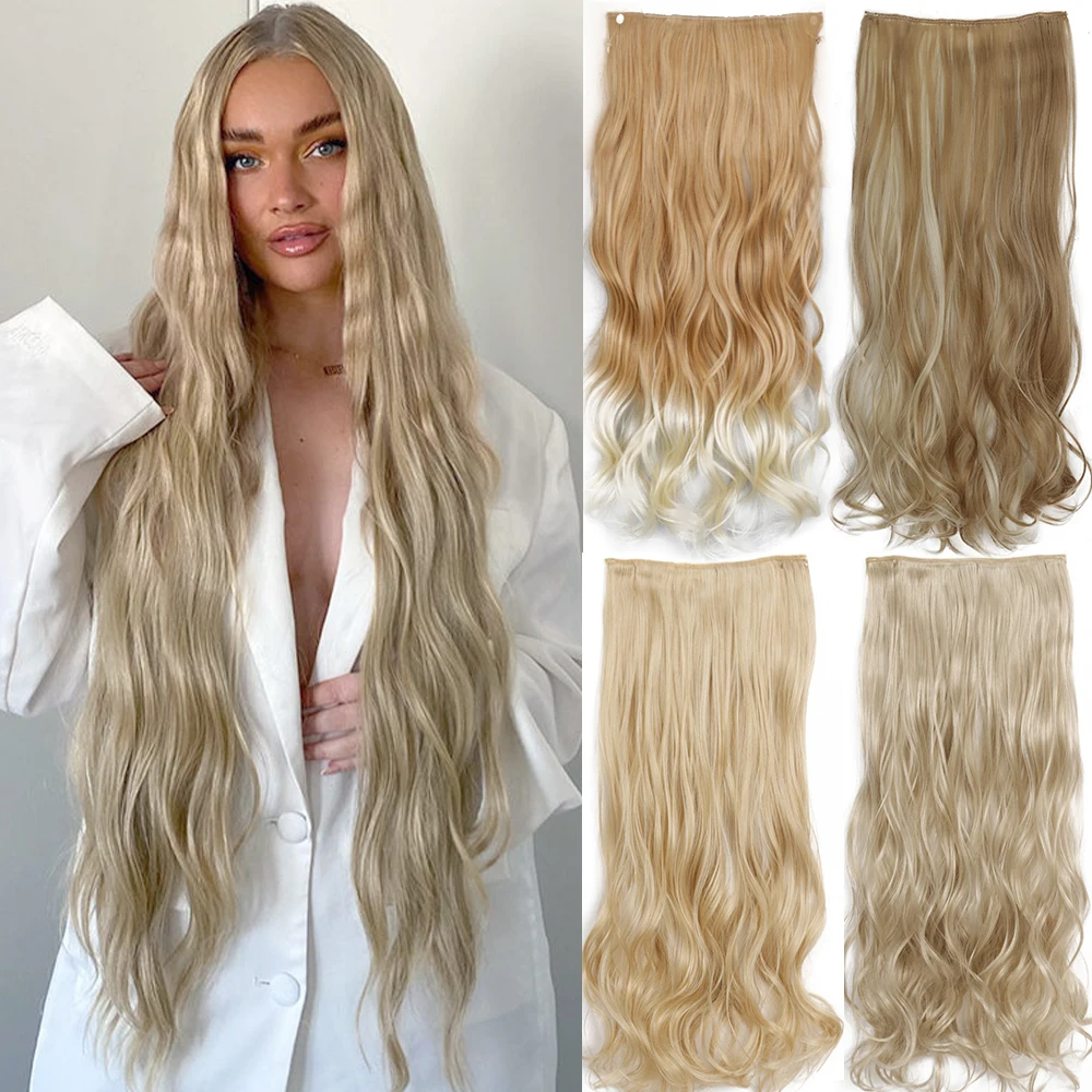 Top Trends: MERISIHAIR Synthetic Clip On Hair Extension 22 32" Wavy Hair Extension 5Clips In Hairpiece High Temperature Faber Hair Shoppable Styles