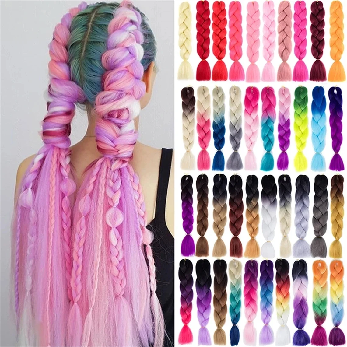 Top Trends: Qp Hair 24 Inch Ombre Color Synthetic Hair Braids Pre Stretched Wholesale Jumbo Braiding KaneKalon Hair Extensions 100g / pcs Shoppable Styles