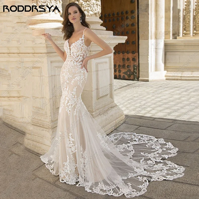 Top Trends: RODDRSYA Gorgeously Mermaid Wedding Dress For Bride Tulle Lace Appliques Court Train Sexy Wedding Gowns свадебное платье Shoppable Styles