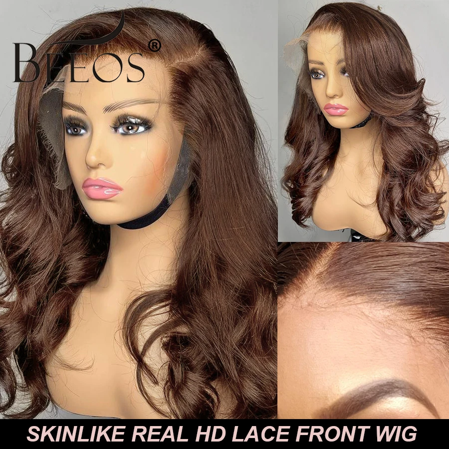 Top Trends: BEEOS Glueless Brown 13x6 HD Lace Front Human Hair Wigs Body Wave Pre Plucked 5x5 HD Lace Closure Wig Brazilian Skinlike HD Lace Shoppable Styles