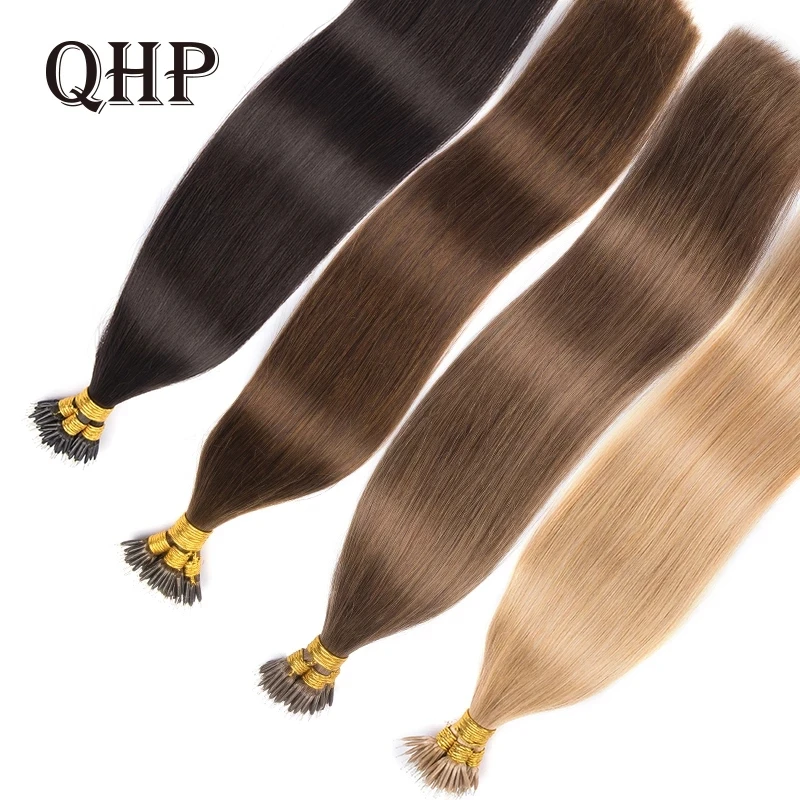 Top Trends: Natural Micro Beads Hair Extensions Straight Platinum Nano Rings Hair Extension 100% Remy Human Microring Hair 1g / Pc Pure Color Shoppable Styles