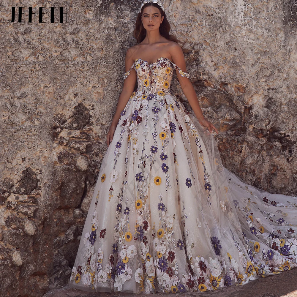 Top Trends: JEHETH Prom Dress Long Vintage Flowers Off Shoulder Backless Party Women Puff Sleeves Sweetheart Evening Gown Vestidos De Gala Shoppable Styles