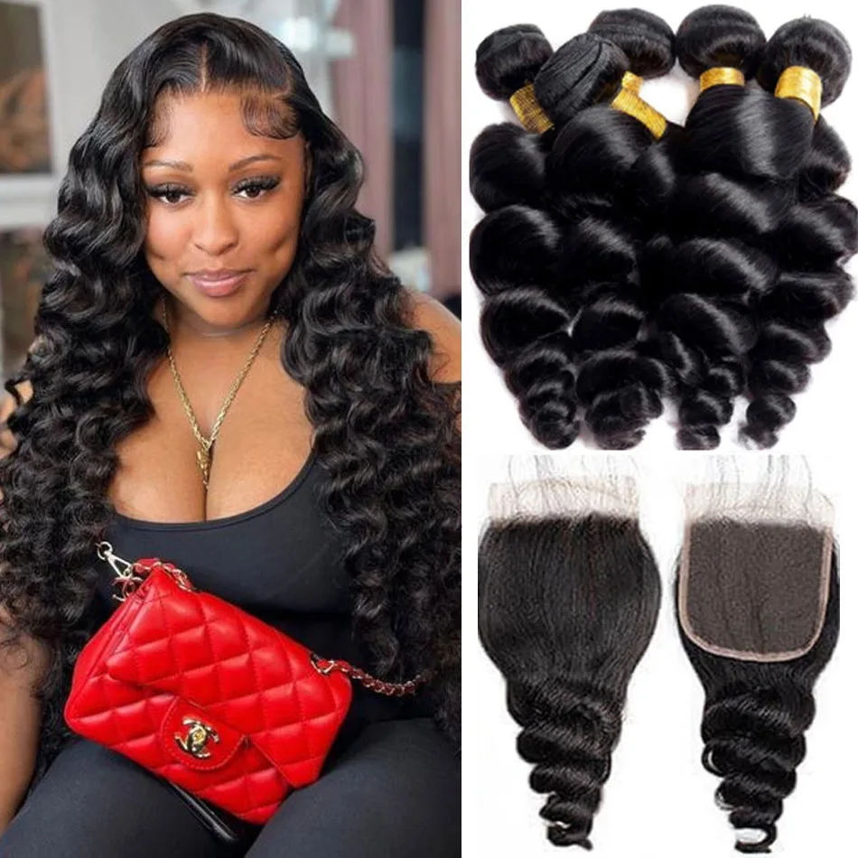 Top Trends: Human Hair Weave Bundles 12A Brazilian Loose Wave Bundles With HD Lace Closure 3 / 4 Bundles Deal Sale Human Hair With Frontal Shoppable Styles