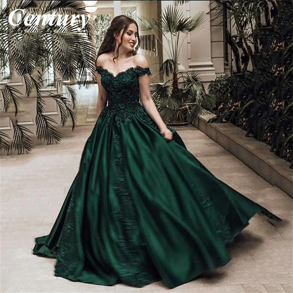 Top Trends: Century Ball Gown Evening Dresses Off-the-Shoulder Party Dresses Floor-Length Dark Green Prom Dresses Vestidos De Fiesta 2022 Shoppable Styles