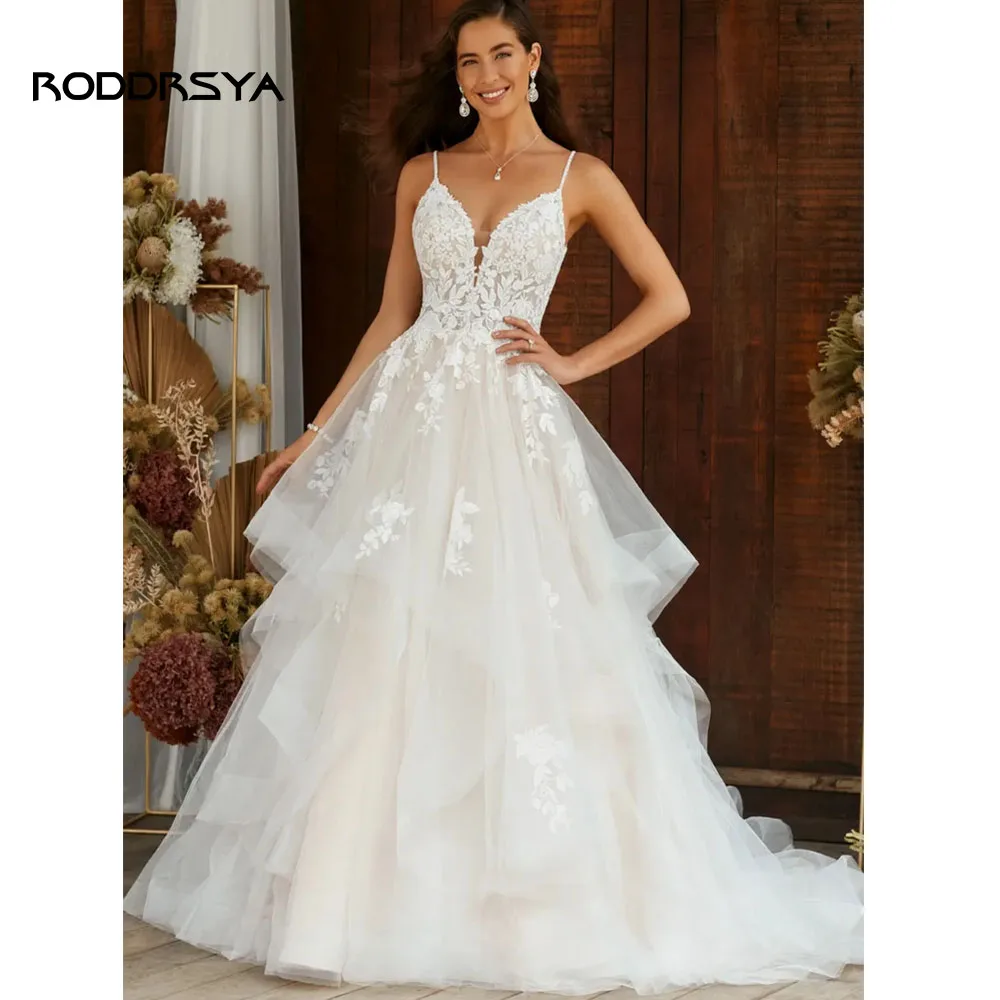 Top Trends: RODDRSYA Boho Elegant Wedding Dress 2024 V-Neck A-Line Tiered Lace For Women Appliques Backless Bridal Gowns Vestidos De Novia Shoppable Styles