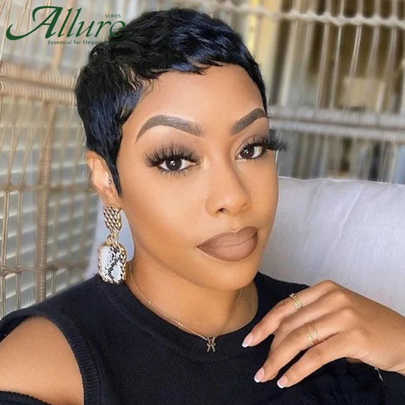 Top Trends: Short Black Pixie Cut Human Hair Wigs Women Colored T Part Lace Wig Cheap Blonde 613 Ombre Brown Brazilian Remy Hair Wig Allure Shoppable Styles