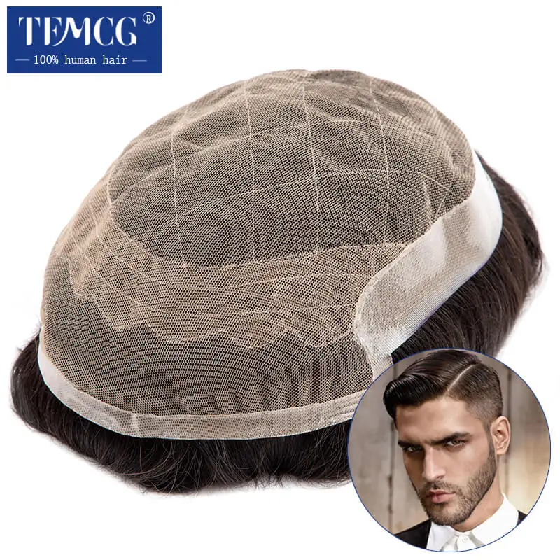 Top Trends: OCT-Lace &amp; PU Base Breathable Male Hair Prosthesis Natural Human Hair Toupee Men Male Wig Exhaust Systems Unit Shoppable Styles