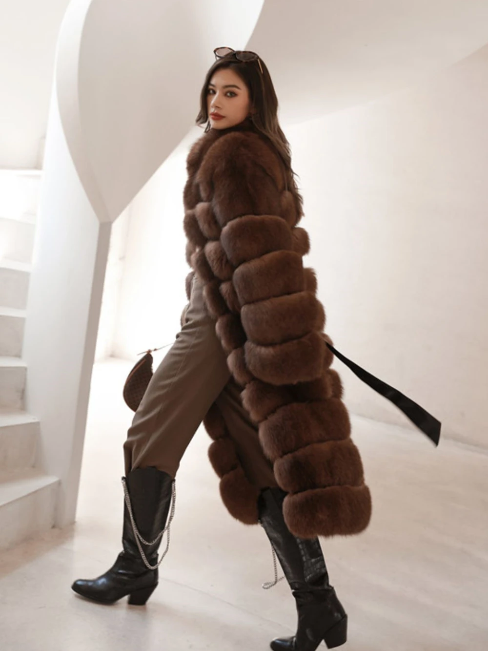 Top Trends: Detachable Real Fox Fur Coat For Women, Plus Size, Black, Natural, Blue, Long Jacket, Luxury Vest, Winter Shoppable Styles