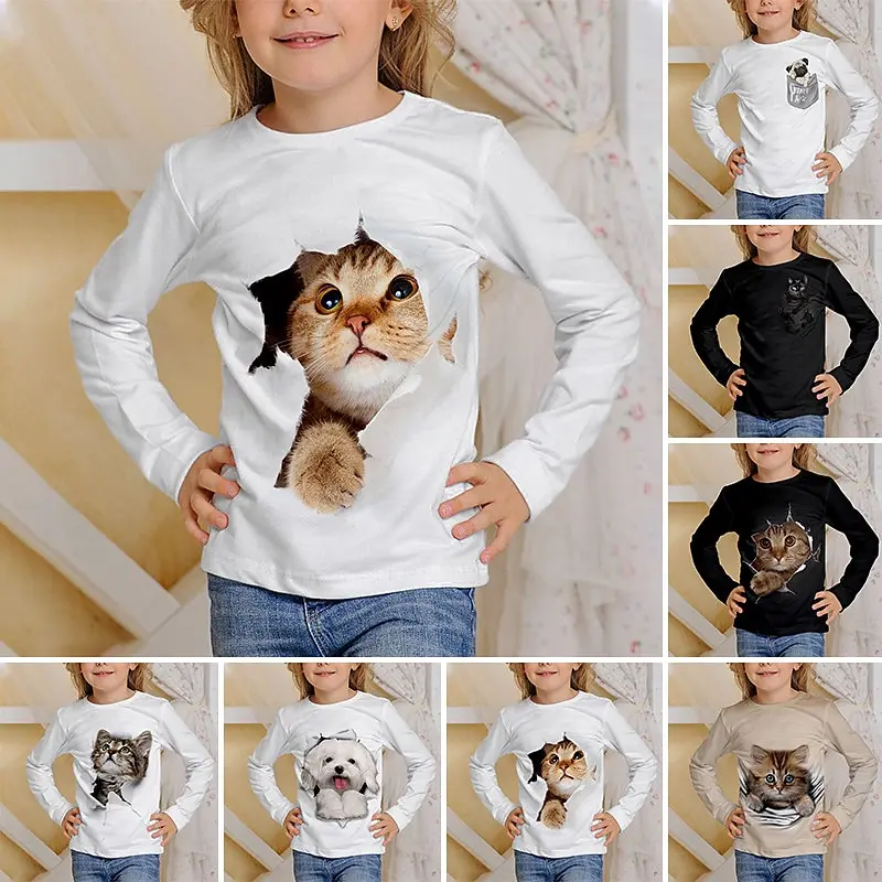 Top Trends: Children Clothes Girl From 8 To 14 Years Old Cute Tee 2023 Autumn Casual Print Long Sleeve Fashion White T-Shirts Girls Clothing Shoppable Styles