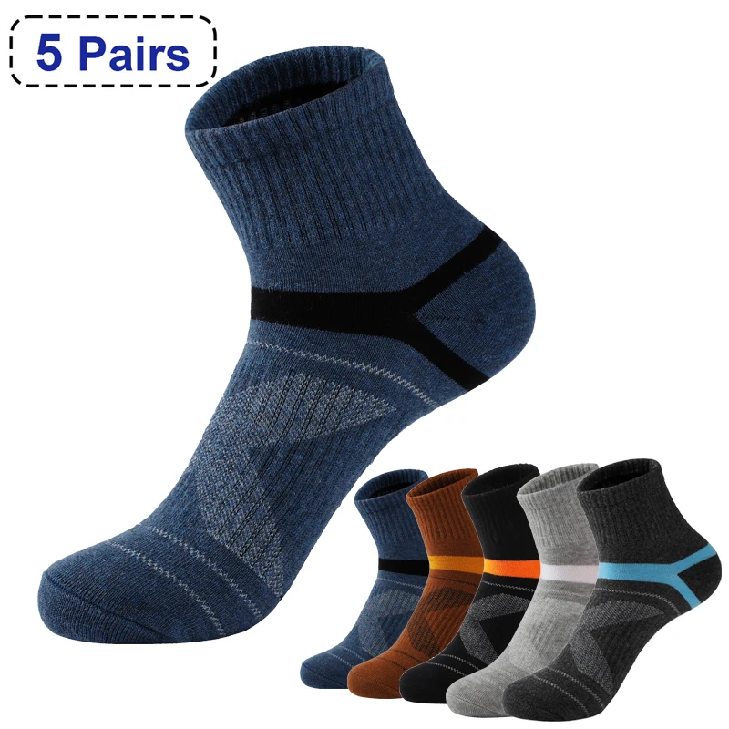 Top Trends: High Quality 5 Pairs Lot Men Cotton Socks Black Sports Socks Casual Run Summer Socks Men Breathable Male Sock Sokken Size38-45 Shoppable Styles