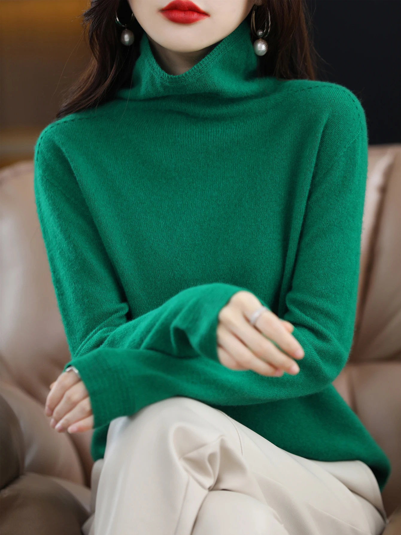 Top Trends: Merino Wool Cashmere Sweater Women&#039;s High Stacked Collar Pullover Turtleneck Sweater 2023 Fall Winter Long Sleeve Knit Warm Tops Shoppable Styles