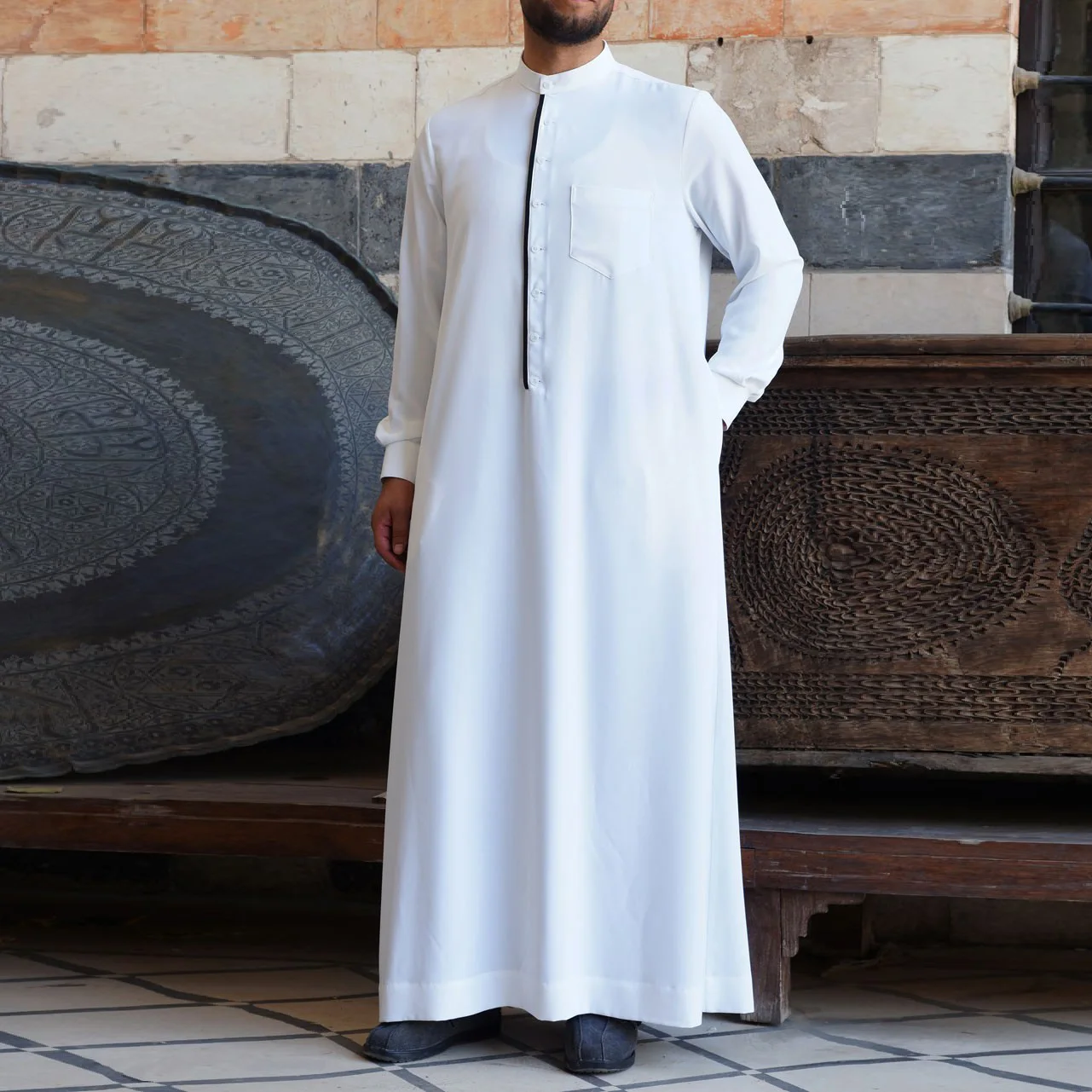 Top Trends: Jubba Thobe Ramadan Eid Muslim Fashion Men Clothing Middle East Arabian Abayas Dubai Kaftan White Buttons Islamic Men Clothing Shoppable Styles