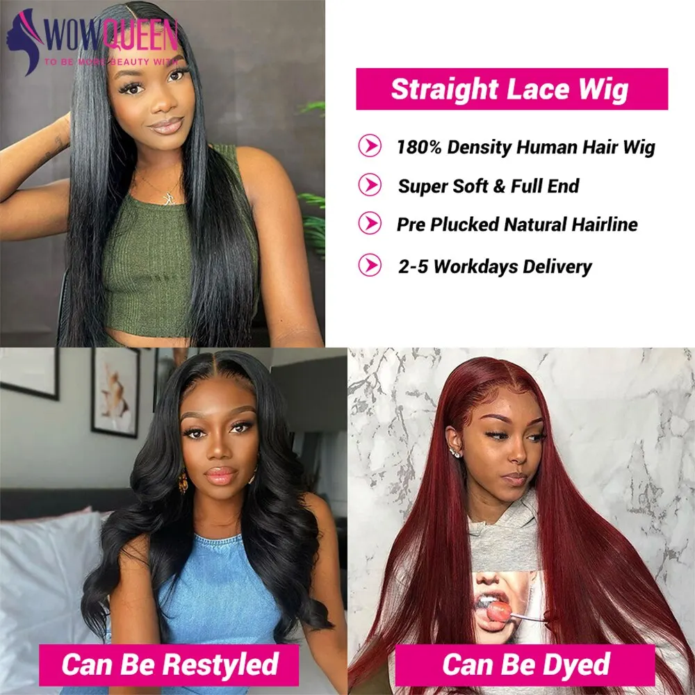 Top Trends: Straight Lace Front Wigs Glueless Wig Human Hair Ready To Wear 4x4 Closure Wig 26 28 30 Inch HD Transparent Lace Frontal Wig Shoppable Styles - Image 4