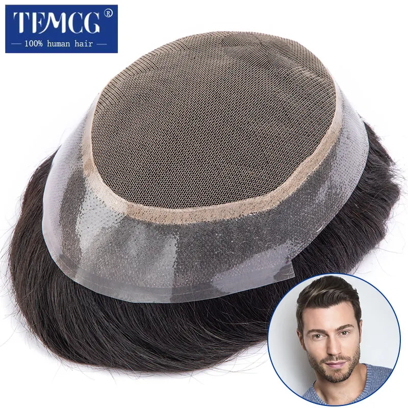 Top Trends: Australia Toupee Men Lace PU Base Wig For Men Male Hair Prosthesis Breathable Man Wig Capillary Prosthesis Replacement System Shoppable Styles