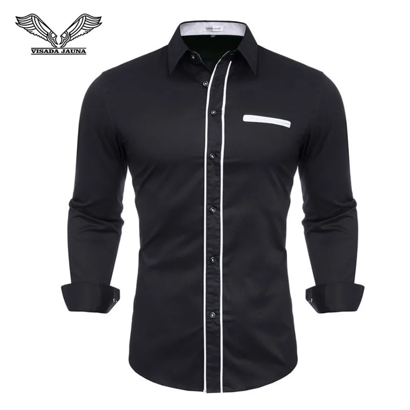 Top Trends: 100% Cotton Men Shirt Brand 2022 Male High Quality Long Sleeve Shirts Casual Hit Color Slim Fit Black Man Dress Shirts 4XL N5150 Shoppable Styles