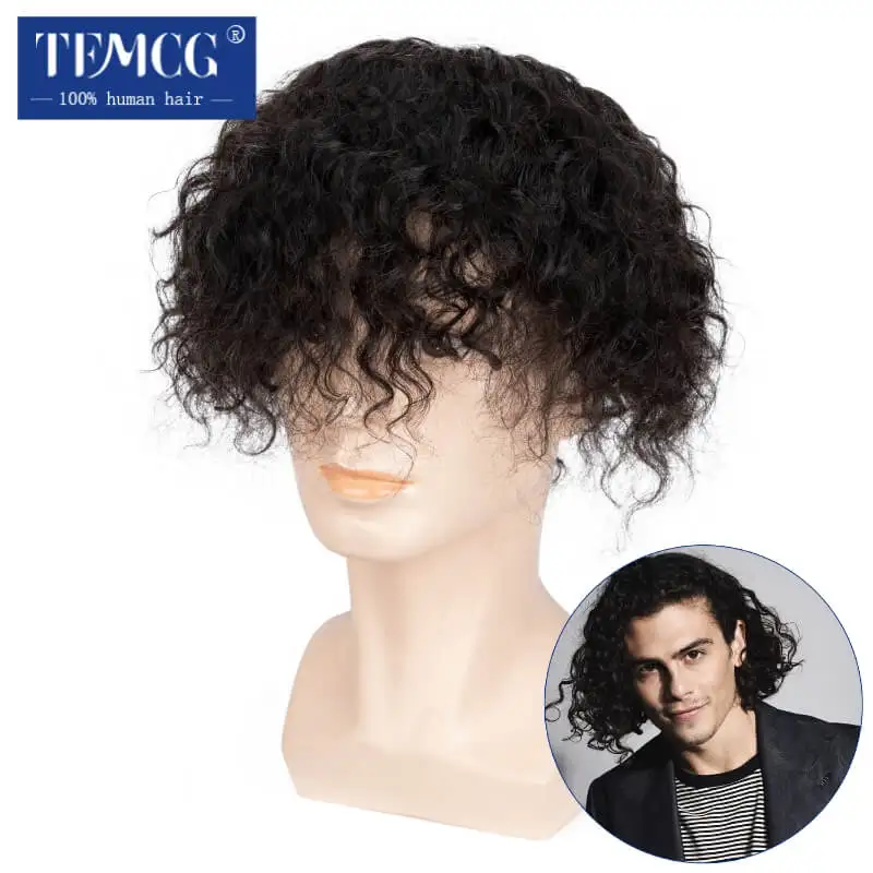 Top Trends: Water Curly Male Hair Prosthesis Mono Hair System Unit For Men Durable Wig For Men 100% Human Hair Replacement Men&#039;s Wig Shoppable Styles