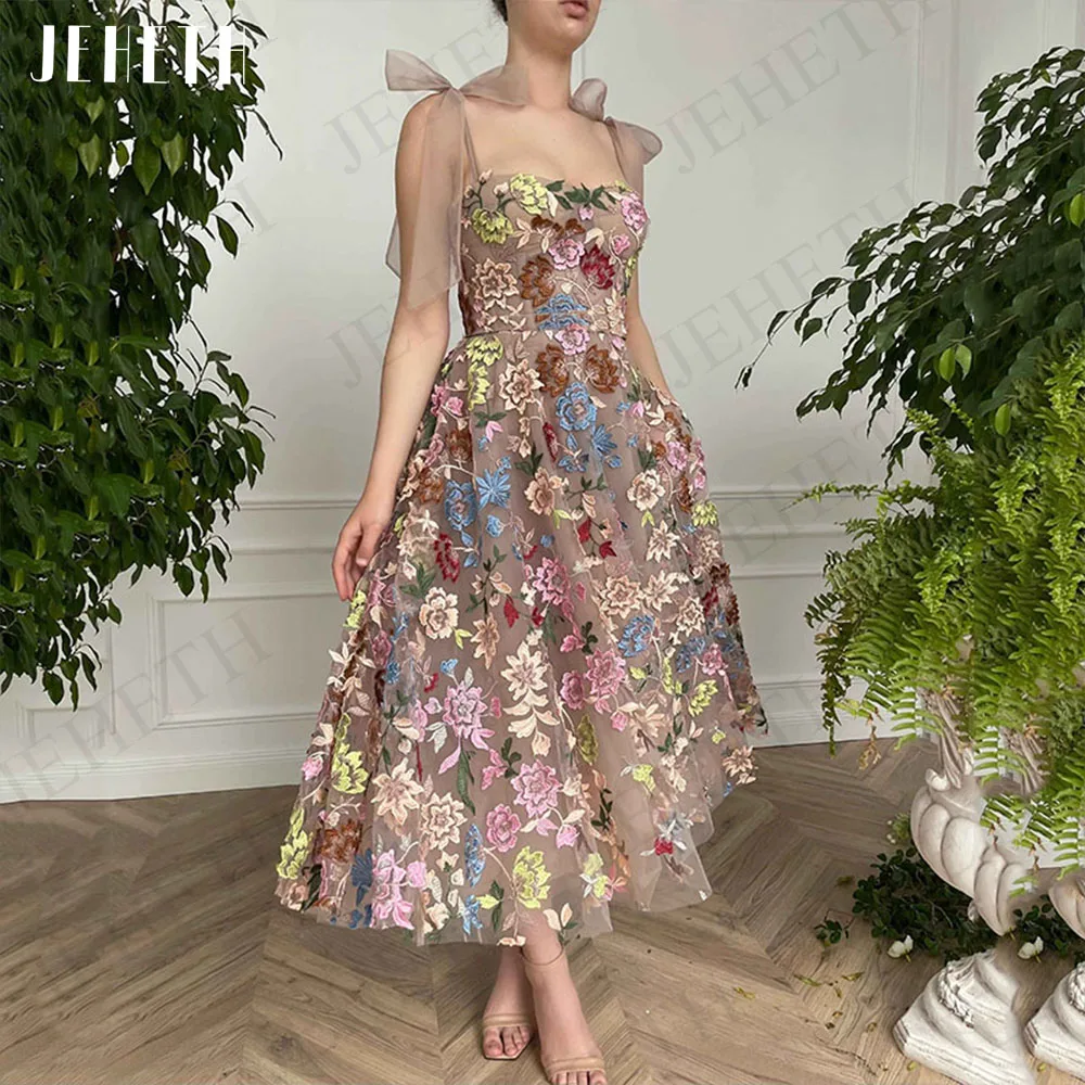 Top Trends: JEHETH Prom Dress For Women 2023 Vintage Party Flowers Lace Formal A Line Tea Length Evening Gowns Birthday Vestidos De Gala Shoppable Styles