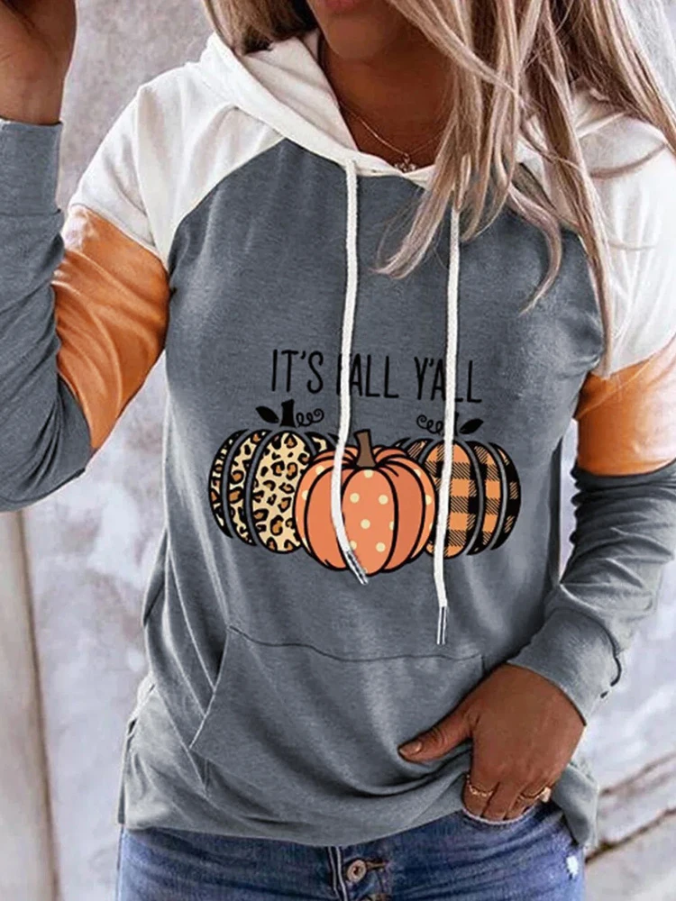 Top Trends: Women Funny Hoodies It's Fall Y'all Leopard Plaid Pumpkin Kangaroo Pocket Hooded Tops Thanksgiving Long Sleeve Cute Pumpkin Fall Shoppable Styles