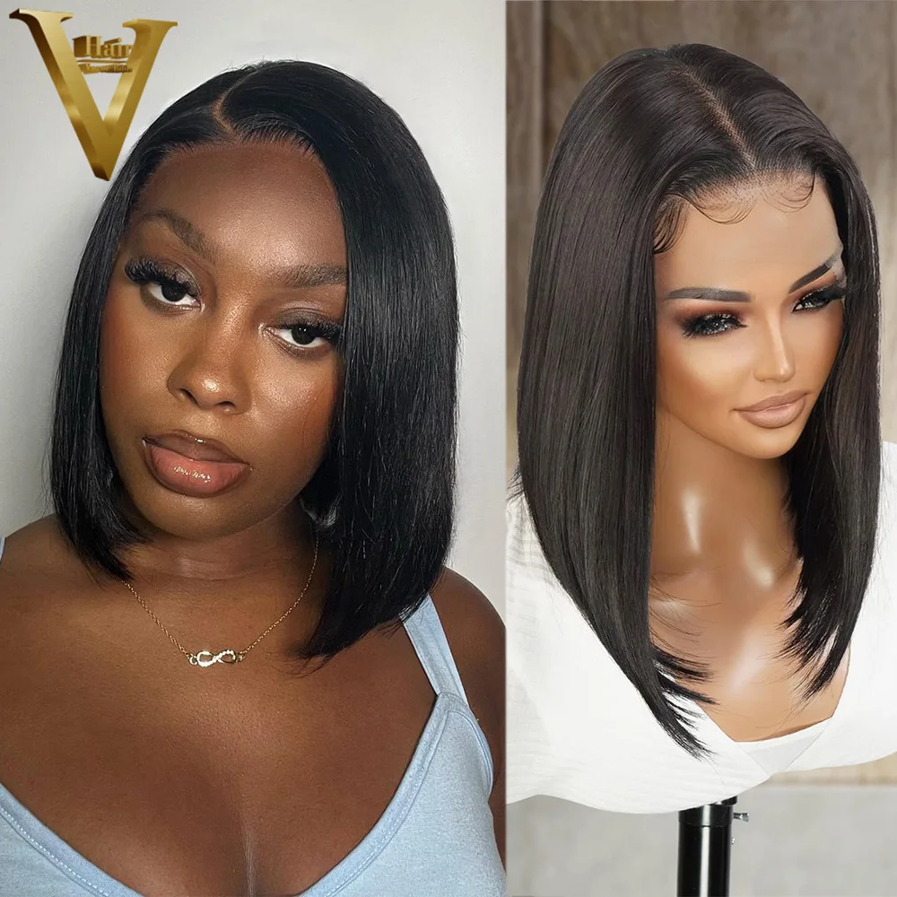 Top Trends: Brazilian Human Hair Bob Wigs Short HD Transparent Lace Front Wigs Pre Plucked Natural Color 13x4 Lace Frontal Wigs For Women Shoppable Styles