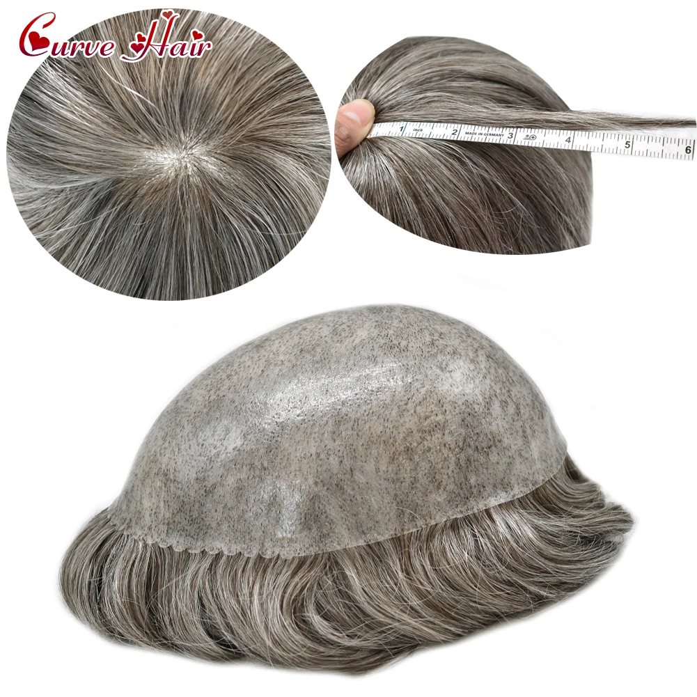 Top Trends: Gray Hair 0.1-0.12mm Indian Human Hair System Mens Wig All PU Injected Capillary Prosthesic Thin Skin Black Brown Blonde Toupee Shoppable Styles