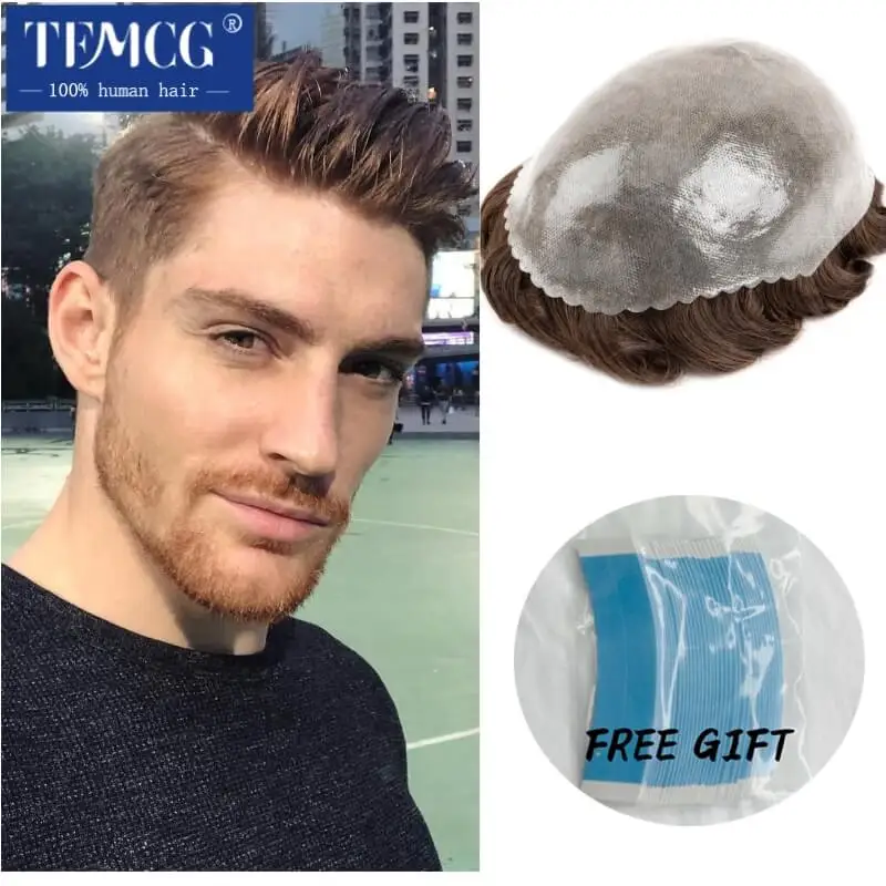 Top Trends: Male Hair Prosthesis 0.08mm Knotless Pu Toupee Men 7.5inch Durable Wigs For Men 100% Human Hair System Unit Capillary Prosthesis Shoppable Styles