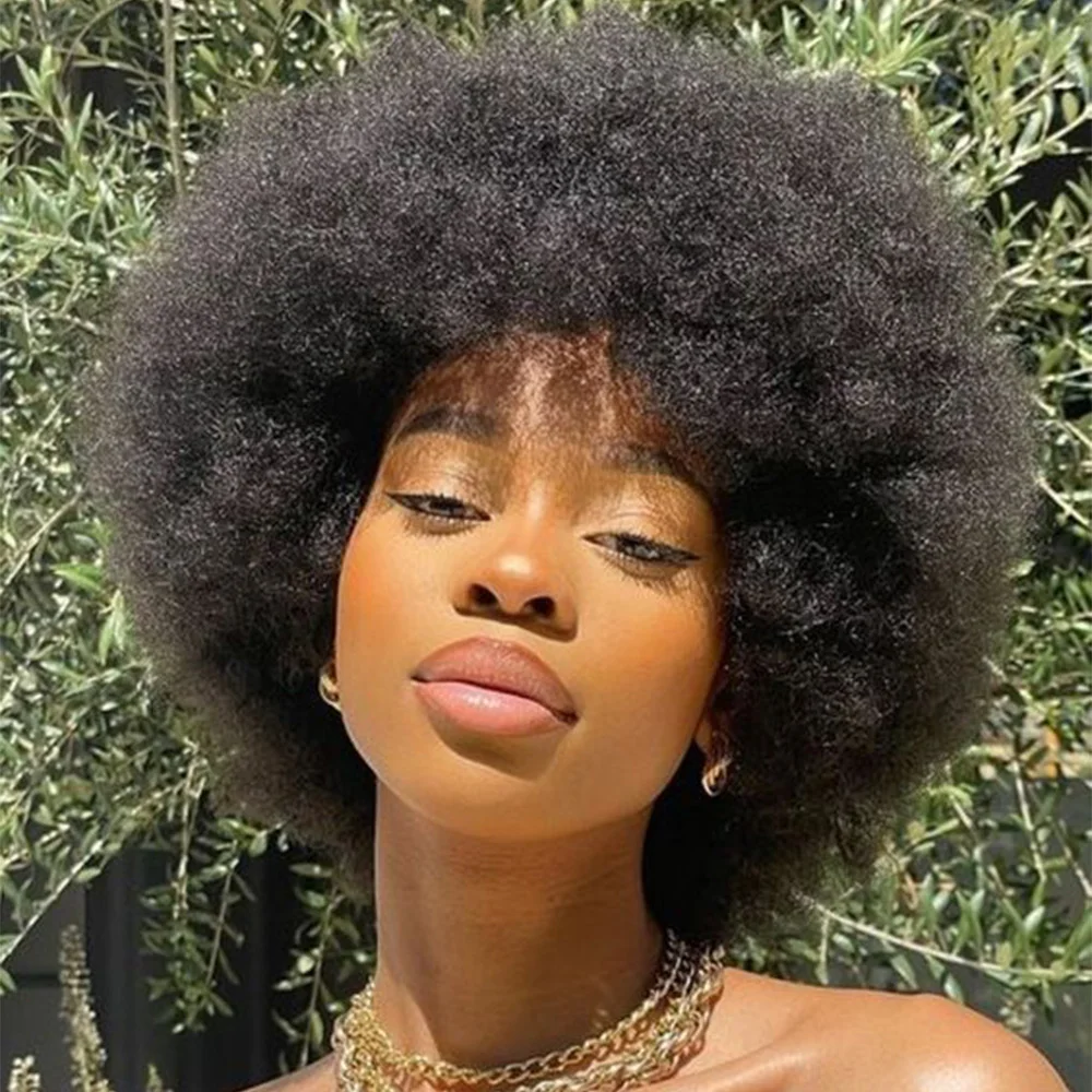 Top Trends: Short Natural Black Afro Wigs Human Hair For Black Women Fluffy Afro Kinky Curly Wig Wear And Go Glueless Brazilian Hair Allure Shoppable Styles