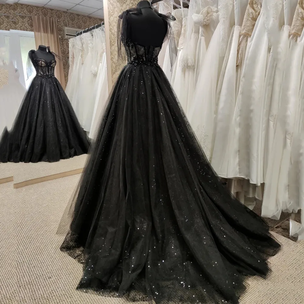 Top Trends: Gothic Black Wedding Dresses Sexy Ball Gown Prom Dresses Glitter Sweetheart Party Dresses فساتين السهرة Vestidos De Fiesta Shoppable Styles