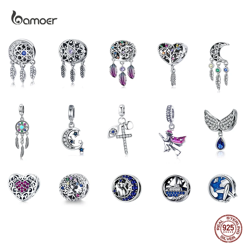 Top Trends: Bamoer 100% 925 Sterling Silver Blue Moon Cute Cat Bead Pendant For Women Original DIY Bracelet Bangle Anniversary Jewelry Gifts Shoppable Styles