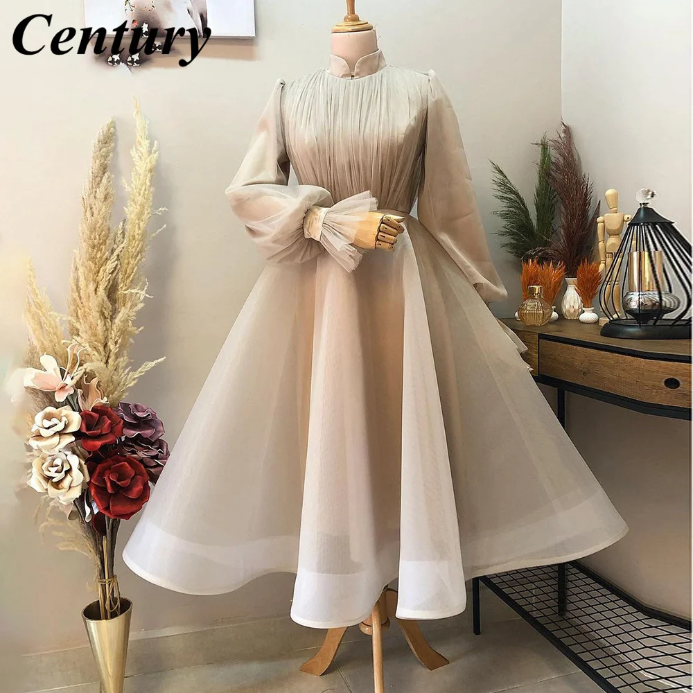 Top Trends: Ankle-Length Caftan Evening Dresses Pleat Elegant Arabic Muslim Party-Dress High Collar Moroccan Prom Dresses Kaftan Moroccan Shoppable Styles