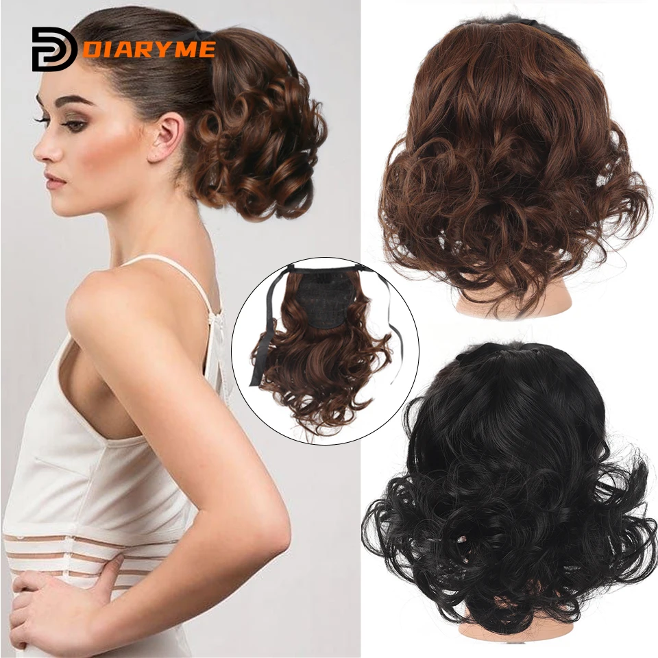 Top Trends: Wigs Synthetic Wig Short Curly Ponytail Extensions Strappy High Ponytail Clip-in Hair Extension Wavy Curly Pony Tail Fake Hair Shoppable Styles